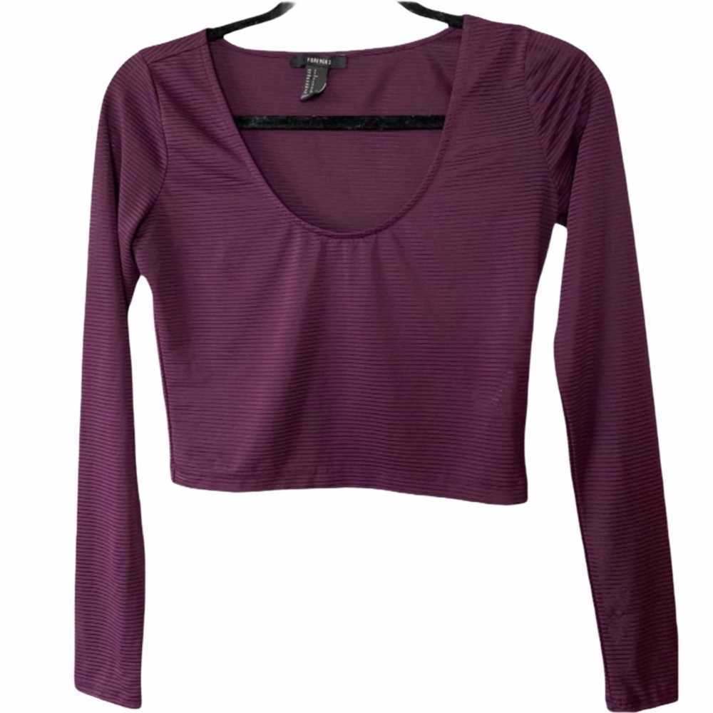 Forever 21 Small purple mesh long-sleeve crop top
